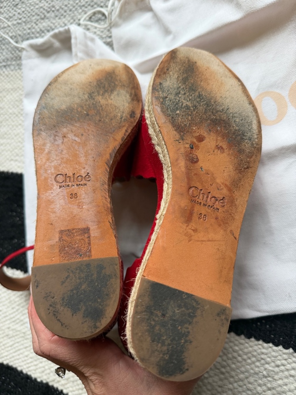 Chloe Lauren Leather Espadrille Platform Scallop Edge Sandals - Picture 8 of 8